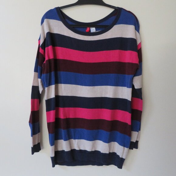 Oversized Striped Sweater Pink Blue size Small - Picture 1 of 3